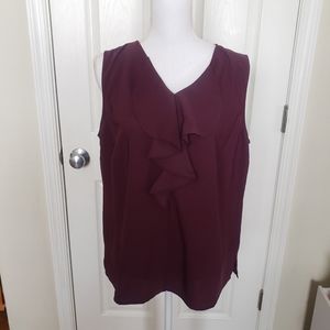 Chicos burgundy purple ruffle tank size 2 …